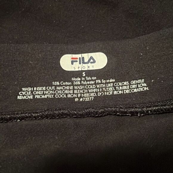 Fila Sport Women's Black and Pink Stretch Cotton Blend Leggings - Picture 7 of 7